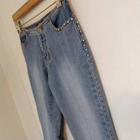 Y2K VTG Lazer Jeans Studded Crop Jrs 3 Grunge Punk Faded - Picture 1 of 8